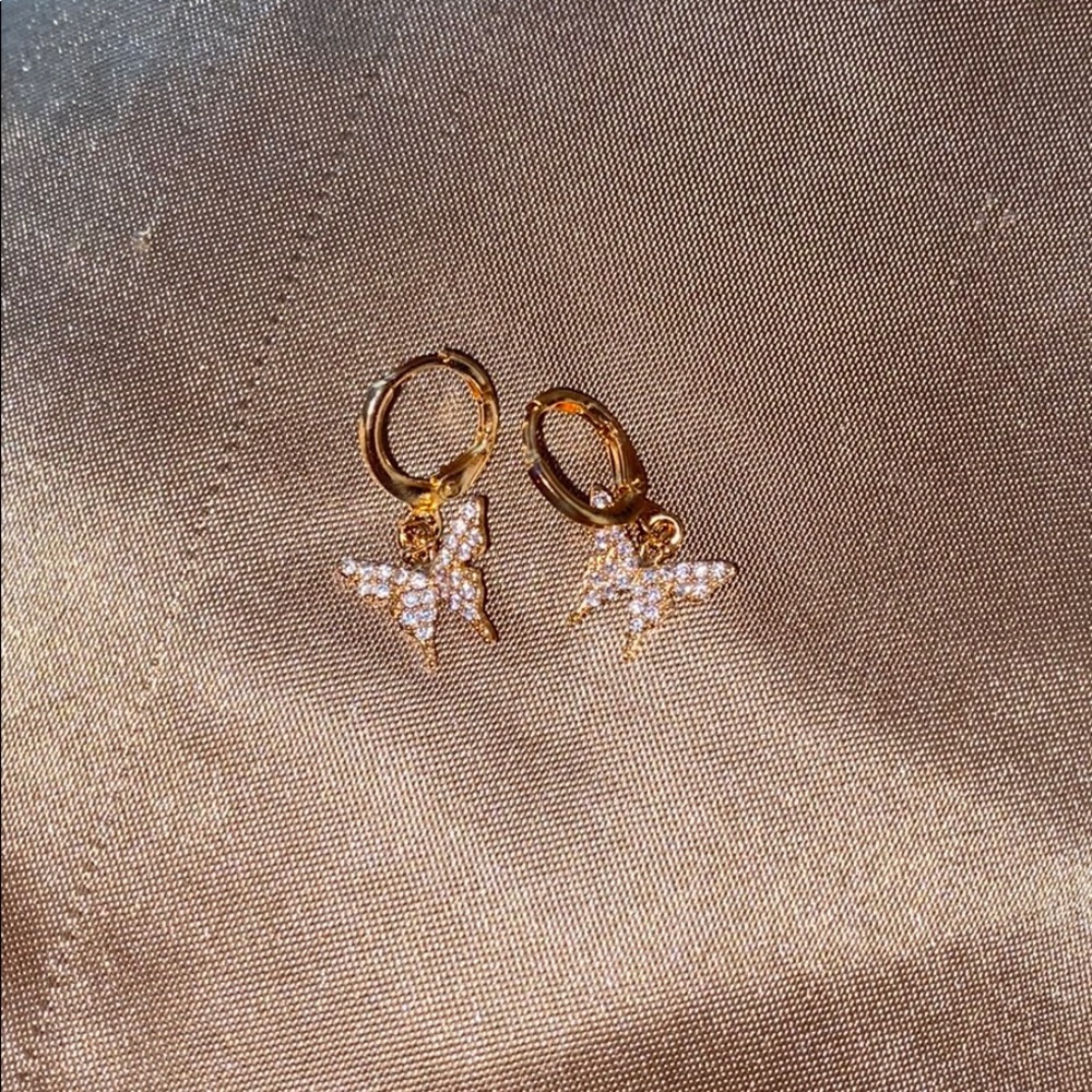 Gold butterfly earrings